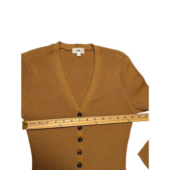 EUC LPA Kavala Rib Knit Button Front Maxi Dress Tan Wool Blend Size M Minimalist - Picture 6 of 8